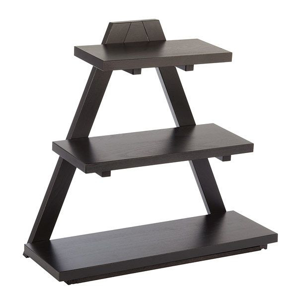 APS buffetframe -TRIANGLE-, 53 x 21 cm, hoogte: 50 cm, massief beuken, kleur wenge, 3 niveaus, 14966