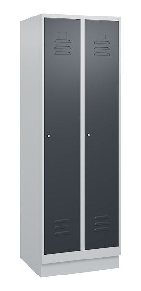 C+P luierkluis Classic PLUS, onderbouw, 2 vakken, 1800x600x500mm, 7035/7016, cilindersloten, 0800207-20 S10023