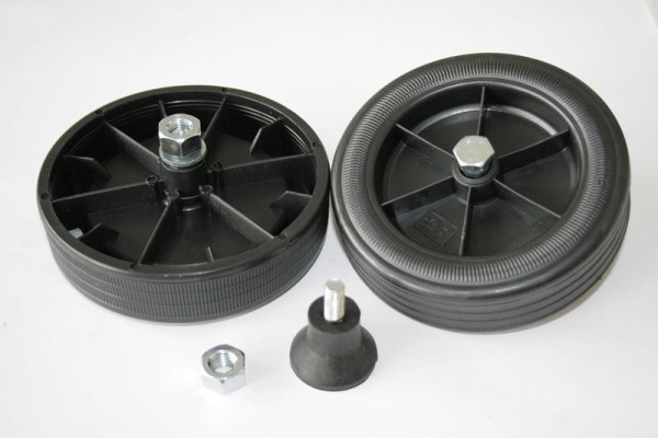 ELMAG wielset Ø 125mm compleet inclusief as, buffer voor SUPERFOX 240/8/30W (wielen+as ook mogelijk voor EA 220), 9201212