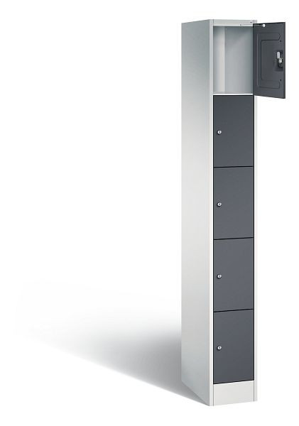 C+P lockerkast serie 8070, H1950xB240xD480mm, kleur: lichtgrijs / zwartgrijs, 80700-10 S10056