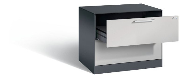 C+P archiefkast Asisto, H710xB800xD600mm, kleur: zwart grijs/wit aluminium, beugelgreep, 146273-222 S10022