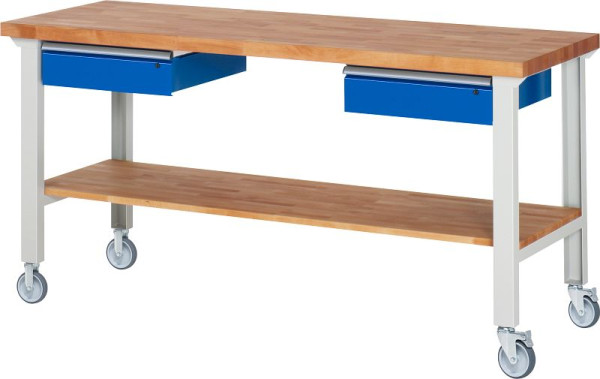 RAU verrijdbare werkbank 7002A7, 2000x700x1000mm, elk 2 bokwielen en zwenkwielen, 05-7002A7-207B4S22.11