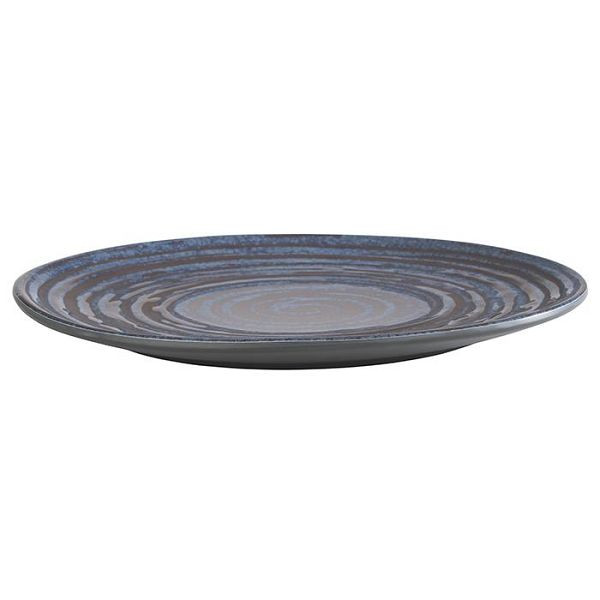 APS bord -LOOPS-, Ø 22 cm, hoogte: 2 cm, melamine, binnenkant: decor, donkerblauw, buitenkant: donkergrijs, 85027