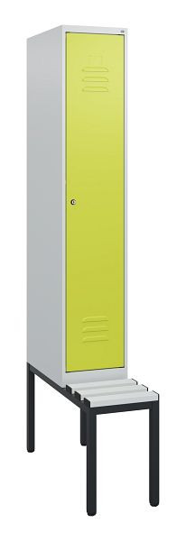 C+P Umkleidespind Classic PLUS, mit untergebauter Sitzbank, 1950x300x815mm, 7035/0024, Zylinderschloss, 0800505-10 S10055