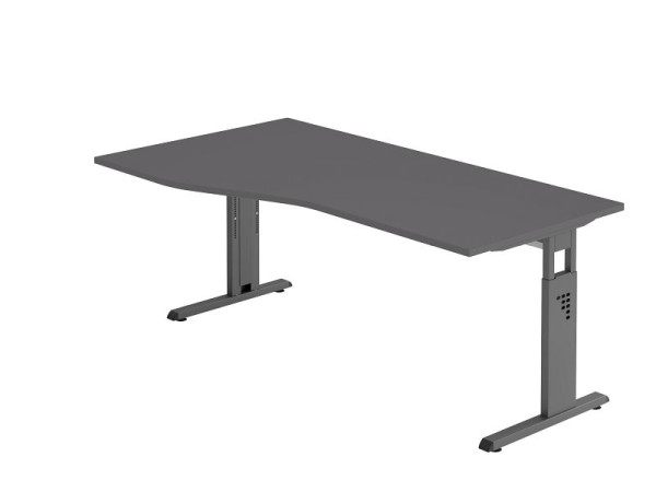 Hammerbacher bureau C-poot 180x100/80cm grafiet/grafiet, werkhoogte 65-85 cm, VOS18/G/G