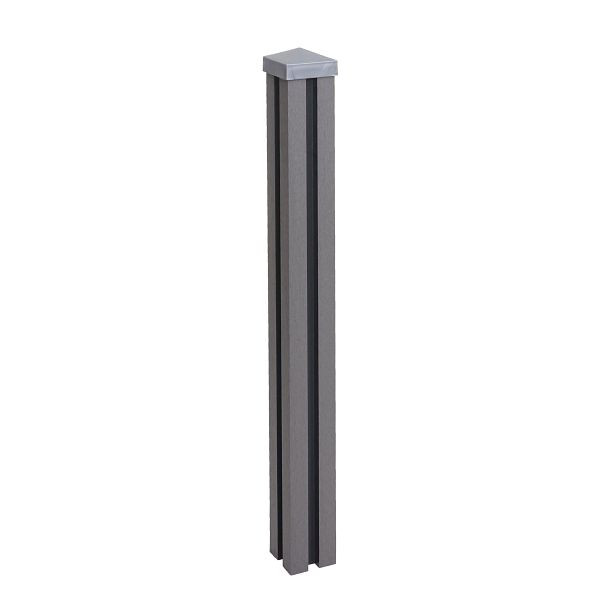 Mendler WPC paal Sarthe WPC schutting, zuilpaal, insteeksysteem, 98cm, grijs, 76252