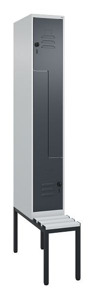 C+P Z-Spind Classic PLUS, met onderbank, 2 vakken, 2120x300x815mm, 7035/7016, draaigrendel, 0800537-102 S10038