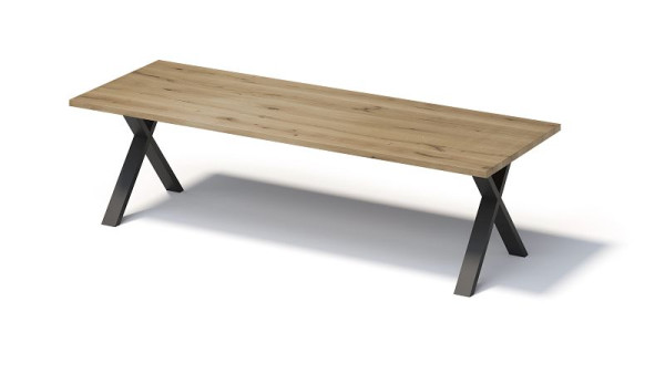 Bisley Fortis Table Regular, 2800 x 1000 mm, rechte rand, geolied oppervlak, X-frame, oppervlak: naturel / framekleur: zwart, F2810XP333