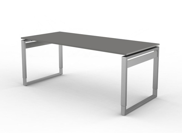 Kerkmann bureau met ijzeren frame, vorm 5, B 1800 x D 800 x H 680-820 mm, grafiet, 11405212