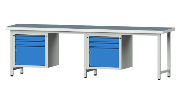 ANKE werkbanken combinatie werkbank, model 732 E, 2800 x 700 x 850 mm, RAL 7035/5012, UBP 50 mm, 511.005