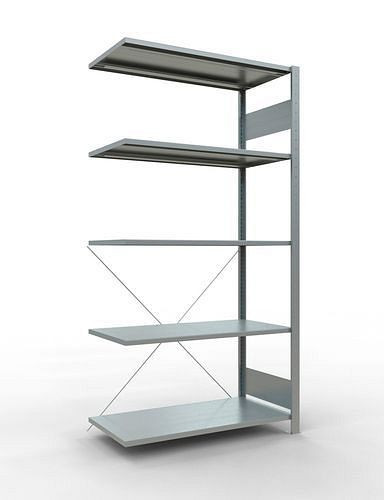 Schulte legbordstelling, aanbouwpaneel, 5 opbergniveaus, kruisschoor, vakbelasting 150 kg, 1006 x 536 x 2000 mm, 278696