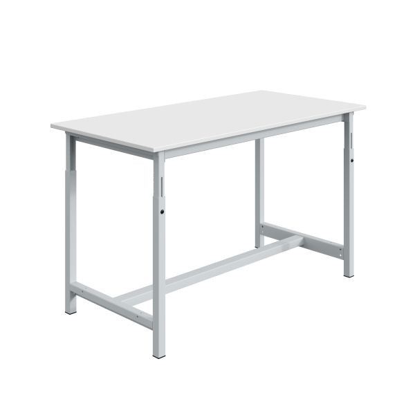 SOFAME PTH werkbank, mechanisch in hoogte verstelbaar, B 1800 x D 750 x H 770 tot 1050 mm, RESITOP laminaat werkblad 30 mm, lichtgrijs RAL 7035, W010020284GC