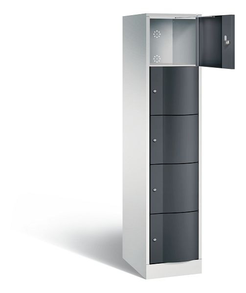 C+P lockerkast Resisto, H1950xB396xD540mm, kleur: lichtgrijs / zwartgrijs, 8570-172 S10181