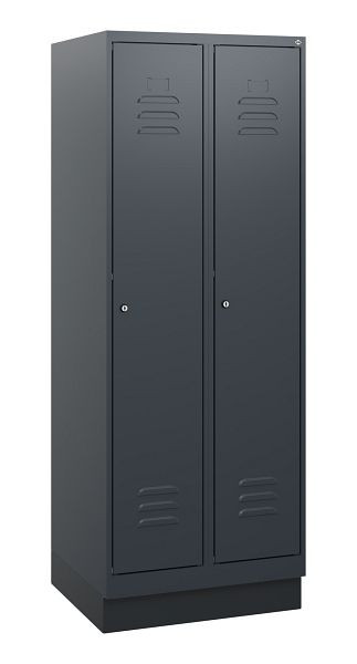 C+P luierkluis Classic PLUS, onderbouw, 2 vakken, 1630x600x500mm, 7016/7016, cilindersloten, 0800205-20 S10027