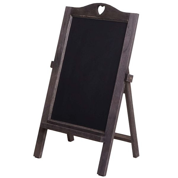 Mendler reclamebord HWC-E51, staand krijtbord, 66x37x27cm shabby look vintage, grijsbruin, 94487