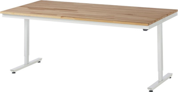 RAU werktafel serie adlatus 150 (elektrisch in hoogte verstelbaar), massief beuken werkblad, 2000x720-1120x1000 mm, 08-AT-200-100-B