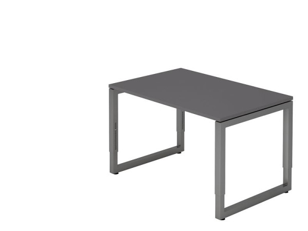 Hammerbacher bureau O-voet vierkant 120x80cm grafiet/grafiet, rechthoekige vorm met zwevend tafelblad, VRS12/G/G