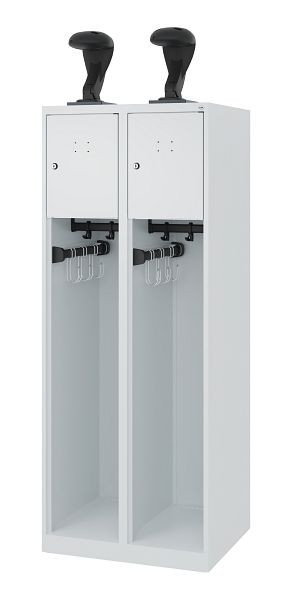 C+P brandweerkast Evolo, model YOUNGSTER, 2 compartimenten, H1530B600T500 mm, lichtgrijs, helmhouder, 0490015-20 S10003