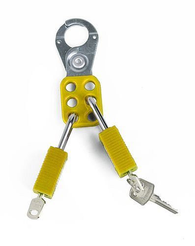 DENIOS meervoudige vergrendeling clip geel, ring 25 mm, beveiliging met maximaal 6 sloten, 209-700