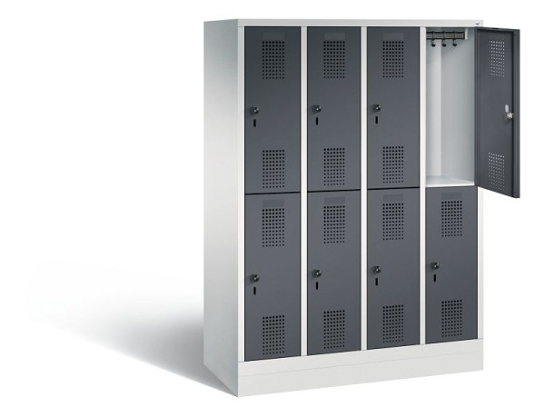C+P schoollocker dubbeldekker Evolo, H1600xB1190xD500mm, kleur: lichtgrijs/zwartgrijs, 483206-40 S10107
