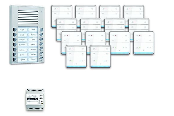TCS deurbedieningssysteem audio: pack AP voor 14 wooneenheden, met buitenstation PES 14 belknoppen, 14x handsfree luidspreker ISW5010, bedieningseenheid, PPAF14-EN / 01