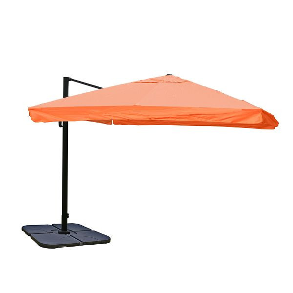 Mendler verkeerslichtparaplu HWC-A96, gastronomie, 3x3m (Ø4,24m) polyester aluminium/staal 23kg, klep, terracotta met standaard, 134186+31831
