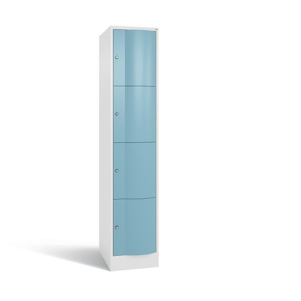 C+P XL-Schließfachschrank Resisto, 4 Fächer, H1950B396T640 mm, Weiß/Horizontblau, 8470-173 S10039