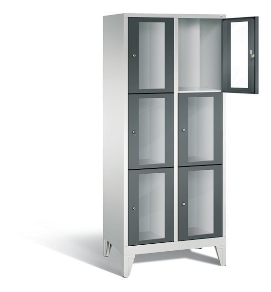 C+P lockerkast Classic, H1850xW810xD500mm, kleur: lichtgrijs / antracietgrijs, 8010A223 S10021