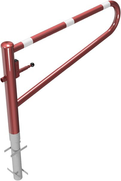 Schake draaihekboom, voor inzetting in beton, thermisch verzinkt en rood gecoat, voor hangslot, 413_151VB