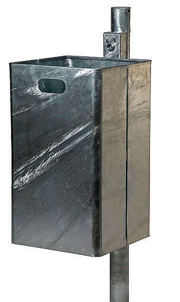 Renner rechthoekige afvalbak ca. 50 L (zonder kap), geschikt voor wand- en paalmontage, thermisch verzinkt, 7049-60FV