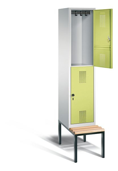 C+P locker dubbellaags Evolo, H2090xB420xD815mm, kleur: lichtgrijs / virid groen, 48350-12 S10071
