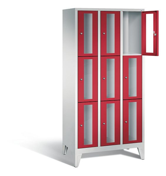 C+P lockerkast Classic, H1850xB900xD500mm, kleur: lichtgrijs / vuurrood, 8010A303 S10021
