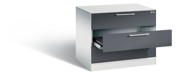 C+P ladekast Asisto, H710xB800xD600mm, kleur: lichtgrijs/zwartgrijs, beugelgreep, 146273-324 S10033