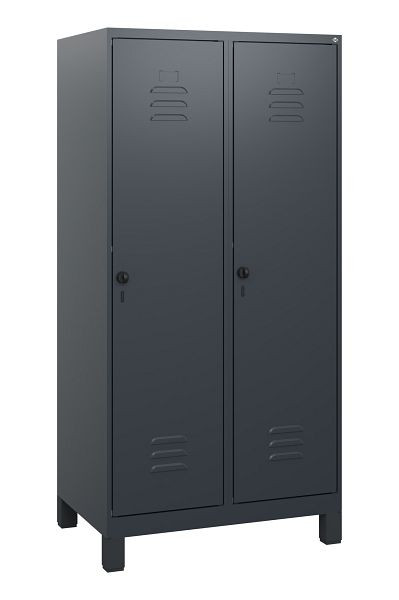 C+P Umkleidespind Classic PLUS, Füße, 2 Abteile, 1630x800x500mm, 7035/7016, Drehriegel, 0800105-22 S10008