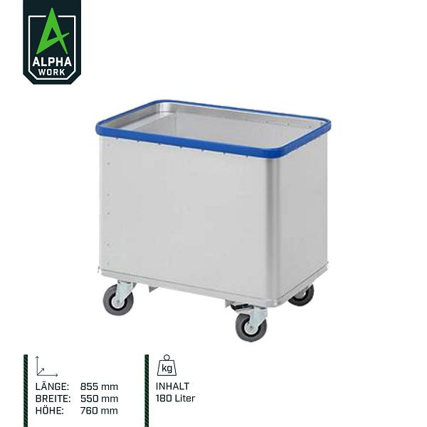 Alpha Work verenvloerwagen, geanodiseerd, 855 x 550 x 760 mm, 180 l, 08301