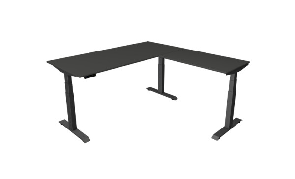 Kerkmann Move 4 zit-/statafel, B 1800 x D 800 mm met aanbouwelement 1000 x 600 mm, elektrisch in hoogte verstelbaar van 640-1290 mm, antraciet, 10083113