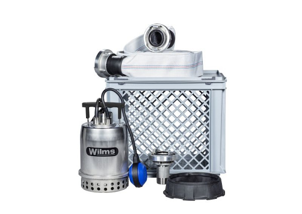 Wilms floodset met vuilwaterpomp FS SWP 9000, 1,2 - 9 m³/h met 15 meter slang en vlakzuiginrichting, 3110500