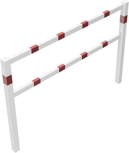 Schake wegversperringen, vast, gelast met boven- en knierails, thermisch verzinkt en wit gecoat, totale breedte: 2000 mm, 4016_20B