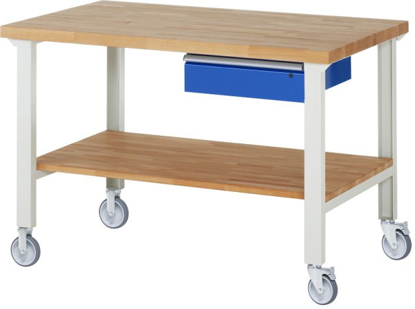RAU verrijdbare werkbank 7001A7, 1500x900x1000mm, elk 2 bokwielen en zwenkwielen, 05-7001A7-159B4S22.11