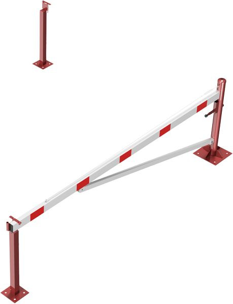 Schake draaihek 3,50m, voor hangslot, met kabelversterking, draaipaal: Ø 102mm, 2 steunpalen 70x70mm, thermisch verzinkt, rood, 4213_35VBP