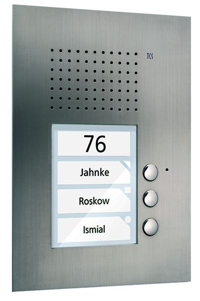 TCS audio voordeurstation serie PUK 3 belknoppen (rechts uitgelijnd), 1-koloms, UP RVS, PUK03/1-ES