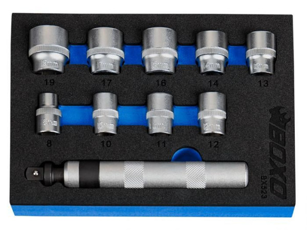 Boxo handslagmoersleutelset in foam 3/8", 10 stuks, BX523