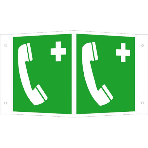 Stein HGS HGS reddingsbord als hoekbord voor noodtelefoon, 200 x 200 mm, aluminium, gecoat, 15.a3935