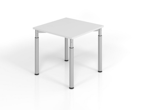 Hammerbacher bureau YS08, 80 x 80 cm, blad: grijs, 25 mm dik, ABS dikke rand, rechthoekige vorm, zilver, VYS08/5/S