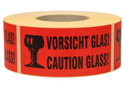 DENIOS waarschuwings- en informatielabels, Waarschuwingsglas, 145 x 70 mm, gemaakt van papier, 299621