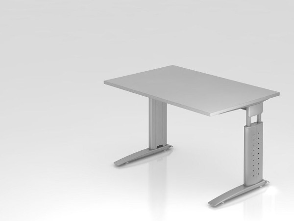 Hammerbacher bureau C-poot 120x80cm grijs/zilver, werkhoogte 68-86 cm verstelbaar, VUS12/5/S