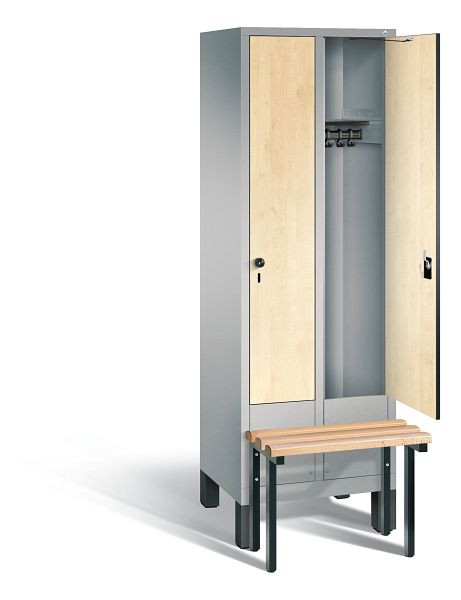 C+P Evolo garderobe, H1850xW610xD815mm, kleur: wit aluminium / Donau esdoorn decor, 48030-20 S10142