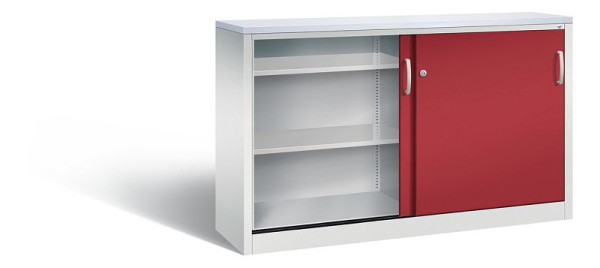 C+P dressoir met schuifdeuren Acurado, H1000xB1600xD400mm, kleur: lichtgrijs/robijnrood, beugelgreep, 2146-00 S10123