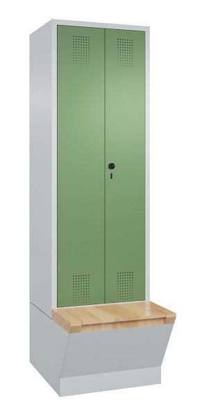 C+P zwart-wit lockerkast Evolo, H2090xB610xD815mm, kleur: lichtgrijs / resedagroen, 48056-20 S10086