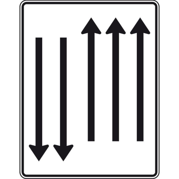 Stone HGS rijstrokenbord met tegenligger, drie rijstroken in rijrichting, twee rijstroken in tegengestelde richting, nr. 522-34, RA1/vlakke vorm 2mm, zonder afstandsinformatie, 1600x1250mm, 522-34-111